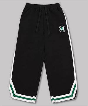 Pine Kids Knit Full Length Track Pant With Side Tape Detailing - Black