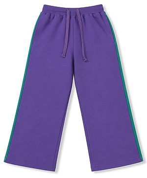 Pine Kids Knit Full Length Track Pant Solid Colour- Purple
