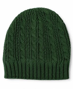 Pine Kids Knit Solid Woollen Caps In Black - Diameter - 17 cm