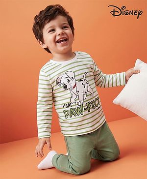 Babyhug Disney Single Jersey Knit Full Sleeves T-shirt & Pyjama Night Suit With Dalmatians Graphic -Mint