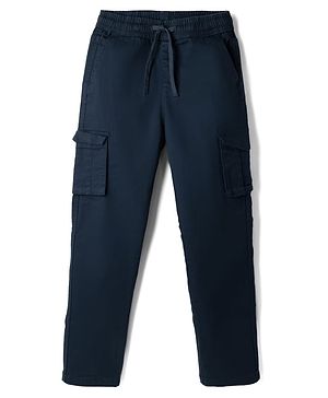 Pine Kids Cotton Elastane Woven Full Length Trouser in Navy Blue