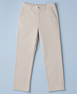 Pine Kids Cotton Elastane Woven Full Length Trouser in Cream