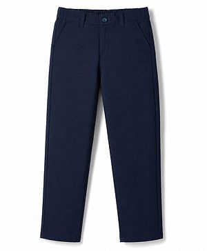 Pine Kids Cotton Elastane Woven Full Length Trousers in Navy Blue