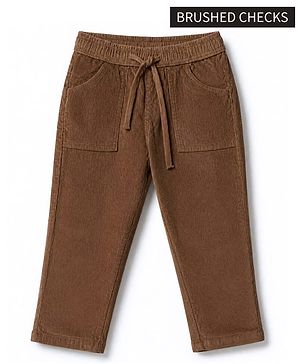 Pine Kids Cotton Elastane Full Length Trouser in Brown