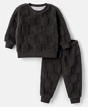 Babyhug Fur Woven Full Sleeves WInter Wear Suit - Grey