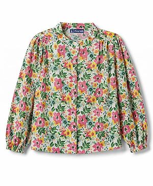 Pine Kids Viscose Woven Full Sleeves Floral Printed Top - Light Green