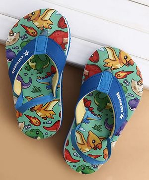 Cute Walk by Babyhug Back Strap Flip Flops With Dino Print - Blue