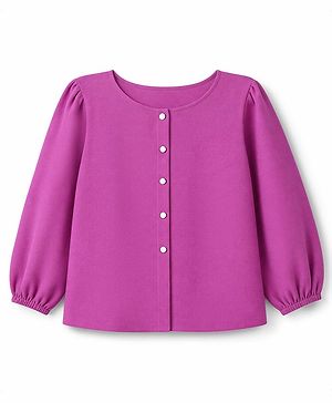 Pine Kids Woven Top with Full Sleeves - Purple