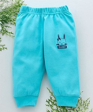 Babyhug Full Length Cotton Lounge Pant Bunny Print - Aqua Blue - 12-18 M Blue