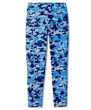 Pine Active Knit Full Length Camouflage Printed Leggings - Blue