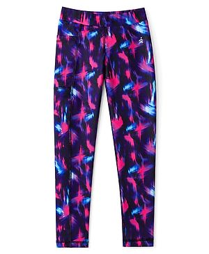 Pine Active Knit Full Length Abstract Printed Leggings - Purple