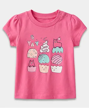 Carter's Cotton Knit Half Sleeves Cupcake Printed Top - Pink