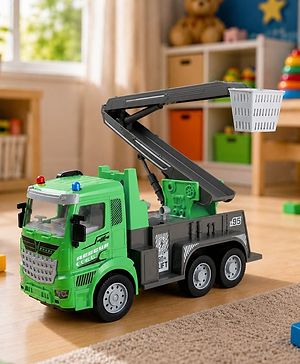 Babyhug Friction Powered Tele Handler Truck Toy for Kids - Green| Realistic Construction Design| Movable Loader Arm| Push & Go Play| Durable Build| Toy for 3 Years+| BIS Certified | Gifting Option