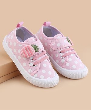 Cute Walk by Babyhug Velcro Closure Casual Shoes With Strawberry Applique - Pink