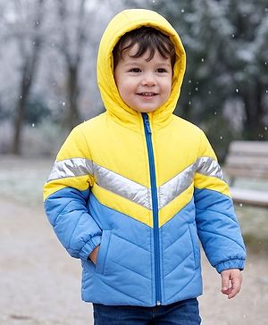 Babyhug Woven Padded Hooded Winter Jacket with Full Sleeves - Yellow