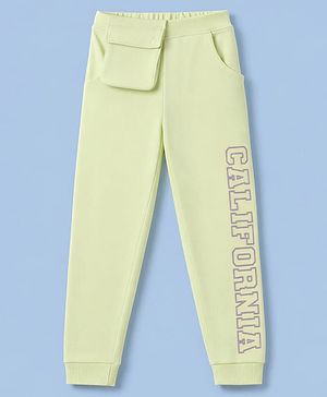 Babyhug 100% Cotton Looper Knit Full Length California Printed Lounge Pant With Pocket - Lime Green