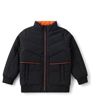 Pine Kids Woven Padded Winter Jacket with Full Sleeves - Navy Blue