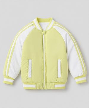 Pine Kids Woven Full Raglan Sleeves Bomber Jacket with Color Block Print - Limegreen