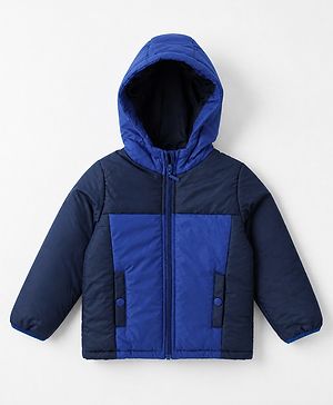 Pine Kids Woven Hooded Padded Jackets with Full Sleeves in Navy Blue for 4-5 Years