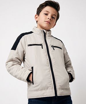 Pine Kids Woven Full Sleeves Padded Jacket - Off White