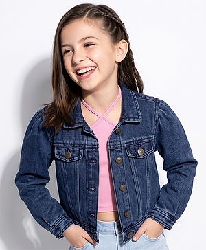 Pine Kids 100% Cotton Full Sleeves Denim Jacket - Blue