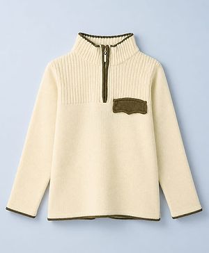 Pine Kids Knit Pullover with Full Sleeves in Offwhite for 4-5 Years