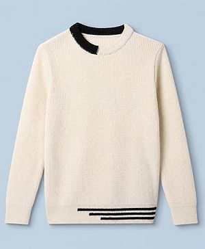 Pine Kids Knit Solid Pullover with Full Sleeves in Black