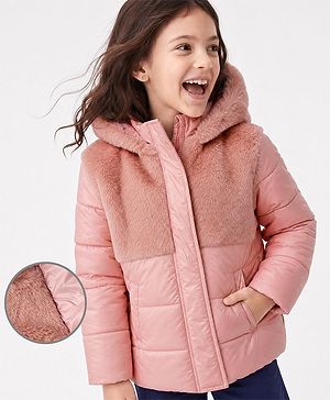 Pine Kids Full Sleeves Woven Padded/Quilted/ Winter Jacket in Pink