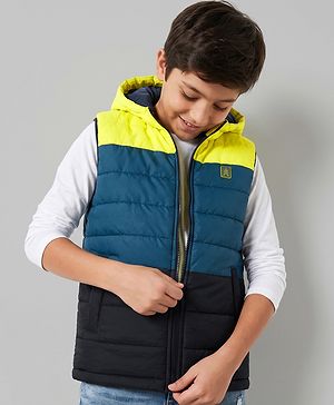 Pine Kids Woven Sleeveless Hooded Padded Winter Jacket - Navy Blue