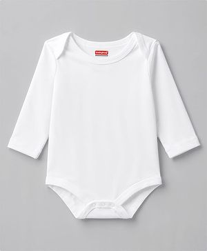 Babyhug 100% Cotton Interlock Knit Full Sleeves Onesies Pack of 3 - White
