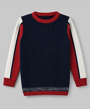 Pine Kids Knit Full Sleeves Pullover - Navy Blue