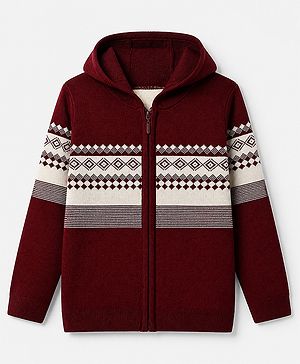 Pine Kids Knit Front Open Sweater with Full Sleeves in Bronze for 4-5 Years