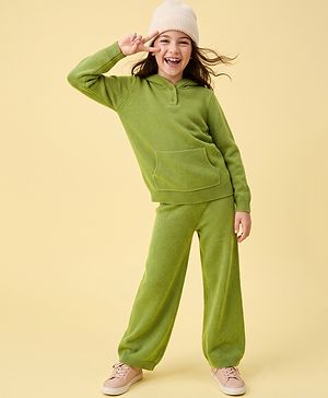 Pine Kids Knit Sweater Set with Full Sleeves in Green for 4-5 Years