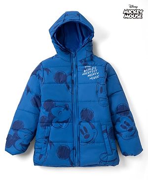 Pine Kids Disney Woven Winter Jacket with Full Sleeves and Mickey Mouse Print in Blue for 5-6 Years