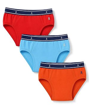 Pine Kids Cambric Woven Briefs Pack of 3 - Red, Light Blue & Orange (Color May Vary in Title)