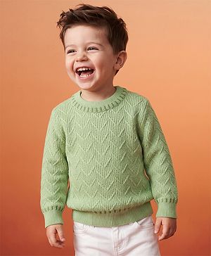 Babyhug Knit Pullover with Full Sleeves with Cable Knit - Limegreen
