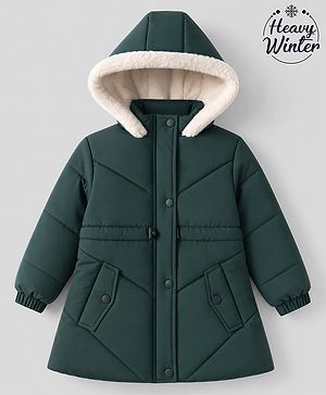 Babyhug Woven Full Sleeves Padded/Quilted Winter Jacket - Green