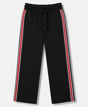 Pine Kids Knit Full Length Track Pant With Tape Detailing - Black