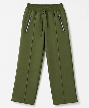 Pine Kids Knit Full Length Solid Lounge Pant - Olive Green