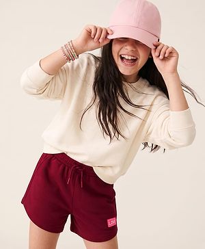 Pine Kids 100% Cotton Looper Knit Solid Shorts - Burgundy