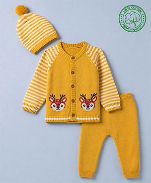 Babyhug Natural Knit SWEATER SET Regular yellow 3-6m