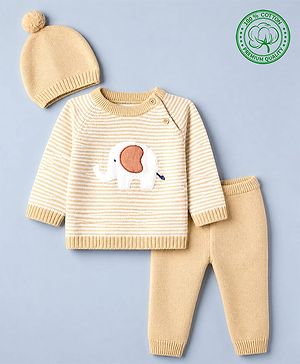 Babyhug Natural Knit SWEATER SET Regular brown 18-24m