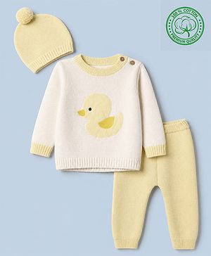 Babyhug Natural Knit SWEATER SET Regular white/yellow 6-9m