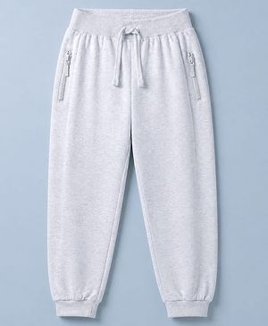 Babyhug 100% Cotton Looper Knit Full Length Solid Lounge Pant - Grey