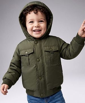 Babyhug Woven Full Sleeves Padded/Quilted/ Winter Jacket - Olive
