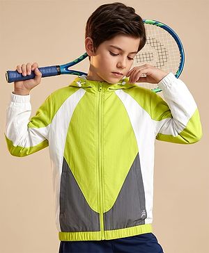Pine Active Full Sleeves Ultra Comfort Color Block Hooded Jacket - Lime Green