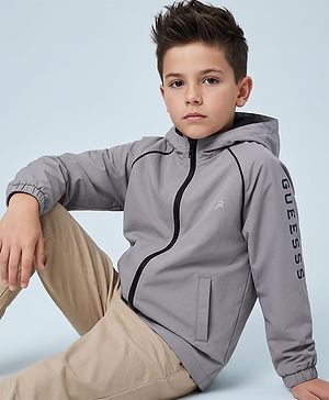 Pine Active Woven Full Sleeves Ultra Comfort Atheliesure Hooded Jacket - Grey