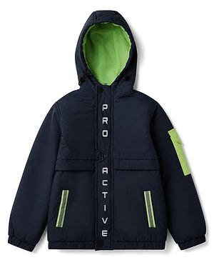 Pine Active Woven Full sleeves Ultra comfort Atheliesure Hooded Jacket - Navy Blue