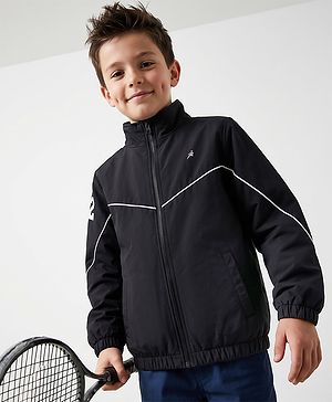 Pine Active Woven Full sleeves Ultra Comfort Atheliesure Jacket with Stand Collar - Black