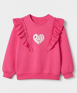 Pine Kids Cotton Knit Sweatshirt with Full Sleeves and Rare Print in Pink for 4-5 Years